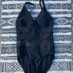 Amoressa miraclesuit black mesh one piece bathing suit